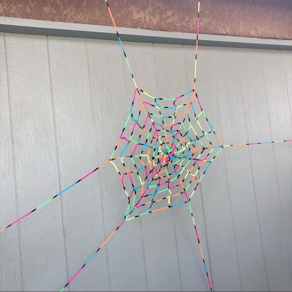 🎉HP🎉Handmade Crochet Rainbow Giant Spiderweb - Picture 2 of 9